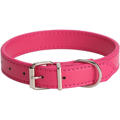 Leather Dog Cat Collar Soft Solid PU Collar For Small Medium Big Dogs Adjustable Puppy Neck Strap Colorful Cute Kitten Necklace