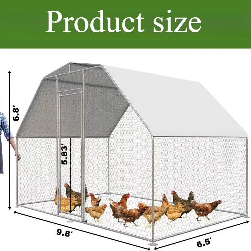 Outdoor Large Chicken Cages Poultry Thickened Galvanized Pipes Duck Sheds Farms Poultry Cages Rain Sun Protection Cover Backyard