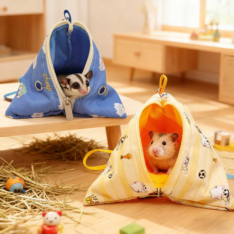 Sugar glider triangular nest for going out, hamster, honey weasel, carry bag, portable, fleece warm nest
