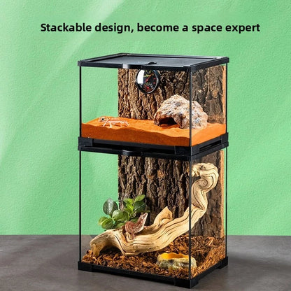 Professional glass reptile terrarium for chameleon,lizard,and snake,suitable for horned frog and water turtle,clear ventilation