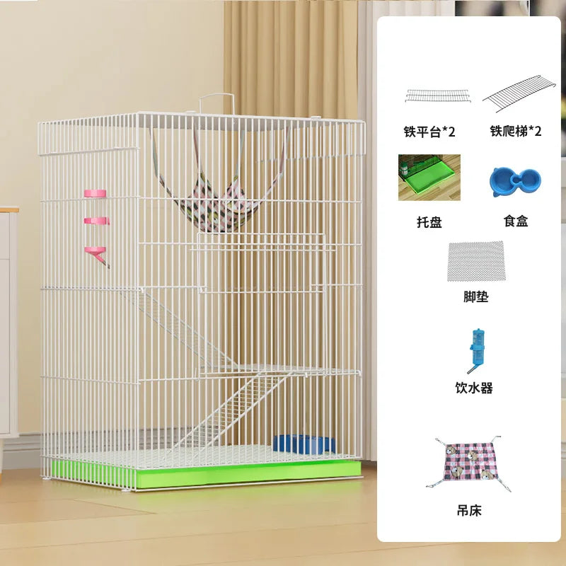 ‌3-Tier Extra Large Small Pet Cage - Sugar Glider Ferret-Proof Habitat, Multi-Level Rat Mansion Villa, Chew-Proof Removable Tray