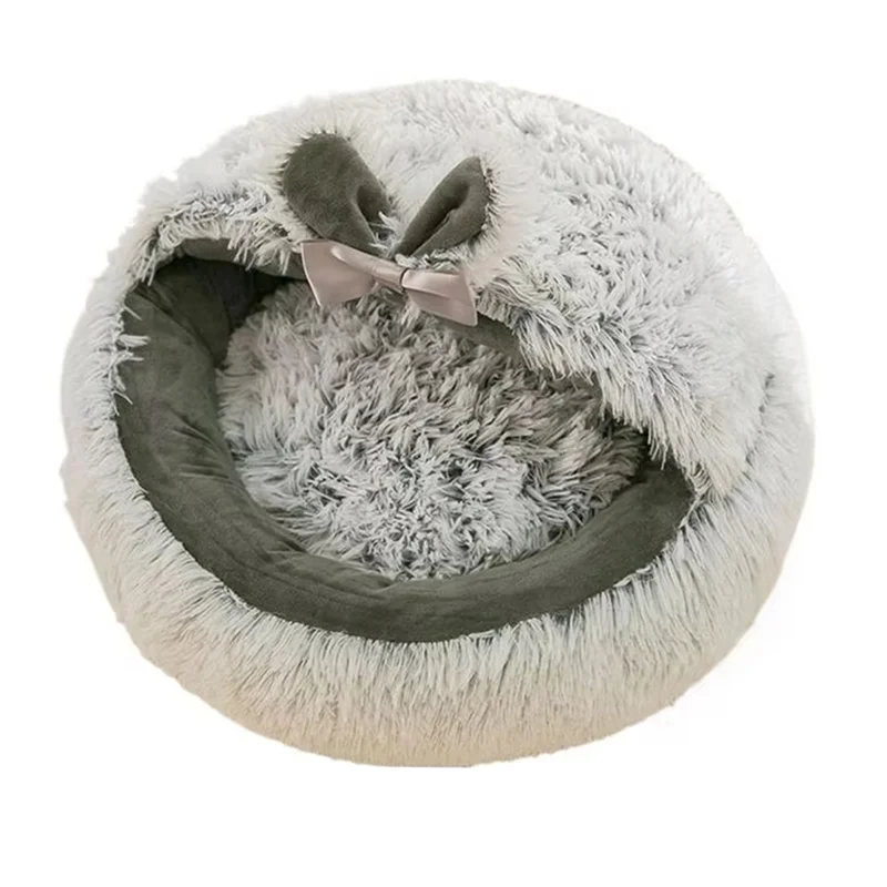 AA81-Cat Bed Cave Covered Cat Nest Small Dog Bed Warm Anti-Slip Nest Pet Supplies For Winter Animal Kitten Puppy Balcony