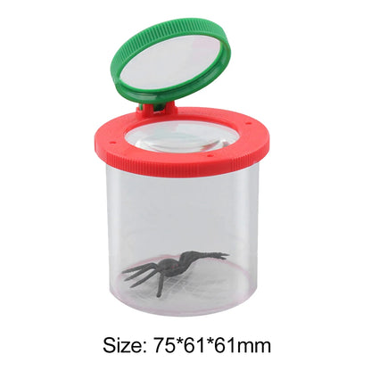 Portable Children Crawlers Animal Spider Insect Box 3X 6X Magnifying Glass Insect Cage Bug Jar for Science Nature Exploration