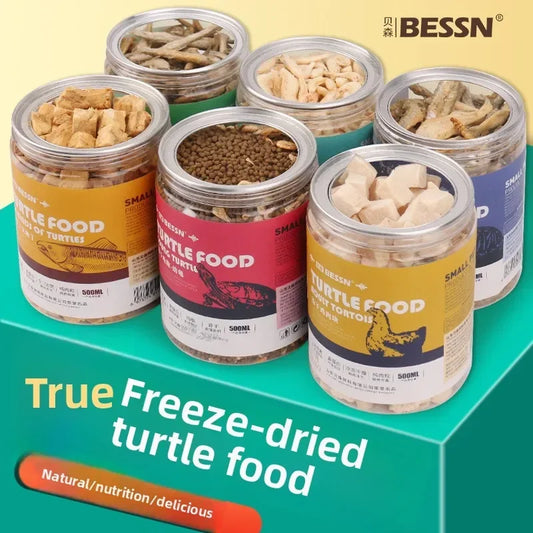 Premium Turtle Food-Dried Shrimp, Mealworms, Freeze-Dried Fish & Insects for Aquatic Turtles, Baby Turtles, and Snapping Turtles