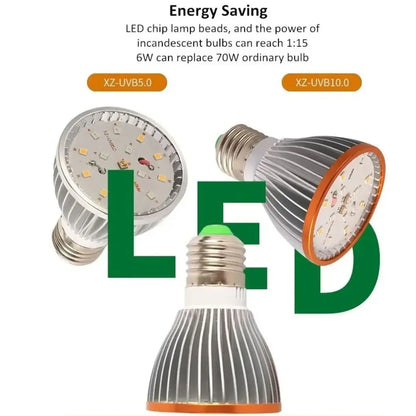 LED Reptile Light Bulb UVA UVB E27 Terrarium Lamp Full Spectrum 5.0/10.0 Lighting Small Pet Heating Bulb Night Vision