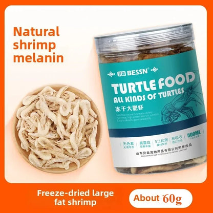 Premium Turtle Food-Dried Shrimp, Mealworms, Freeze-Dried Fish & Insects for Aquatic Turtles, Baby Turtles, and Snapping Turtles