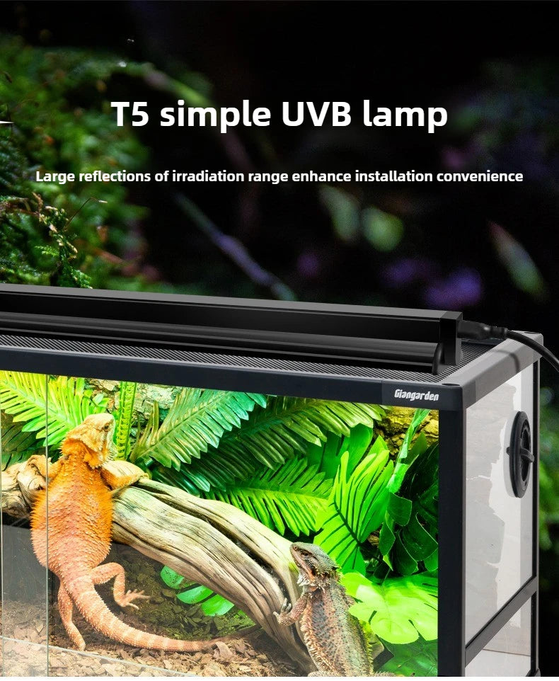 T5 Reptile Light Fixture 8W Reptile Terrarium Hood 5.0/10.0 UVB Light Bulb Fluorescent Tube for Bearded Dragon Lizards Tortoises