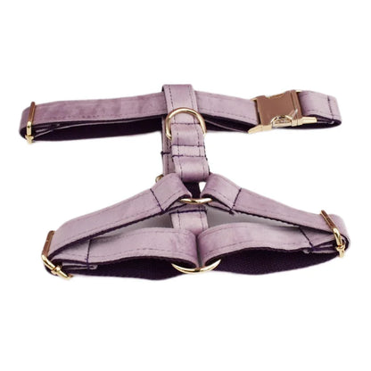 Deep Purple Velvet Powder Velvet Dog Collar And Leash Set For Custom Engraved Nameplate Pet Supplies Dog Leash Velvet 06