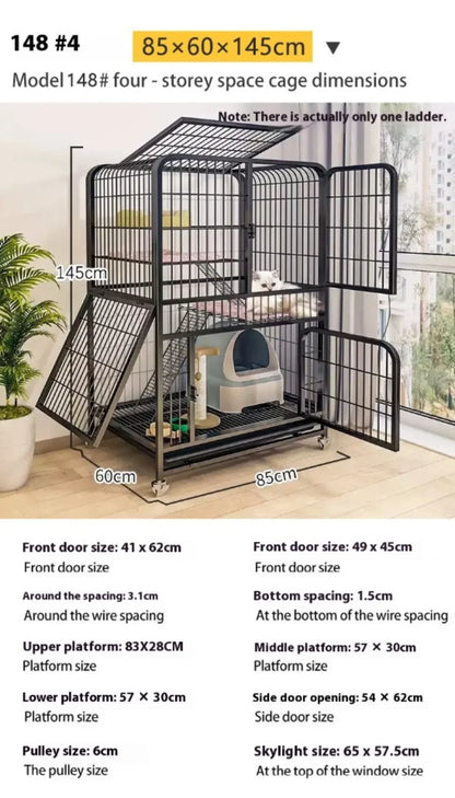 Window Openable Mesh Cat Cages Creative Pet Villa Duplex Luxury Cat Dog House Durable Metal Pet Room Modern Minimalist Doghouse