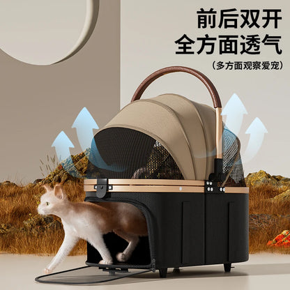 Pet 2-in-1 Portable Foldable Pet Strollers with Detachable Bag for Dogs Cats and Small Outdoor Pet Carts Basket Can Be Separated
