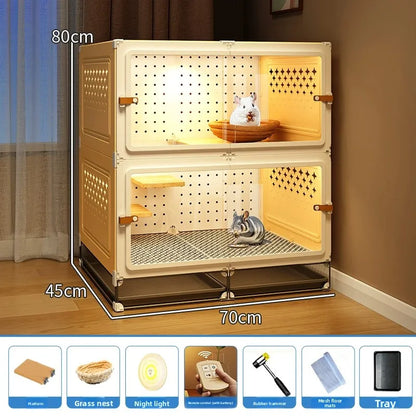 Deluxe Chinchilla Cabinet Cage 3 Level Squirrel Hutch Glider Enclosure Big House