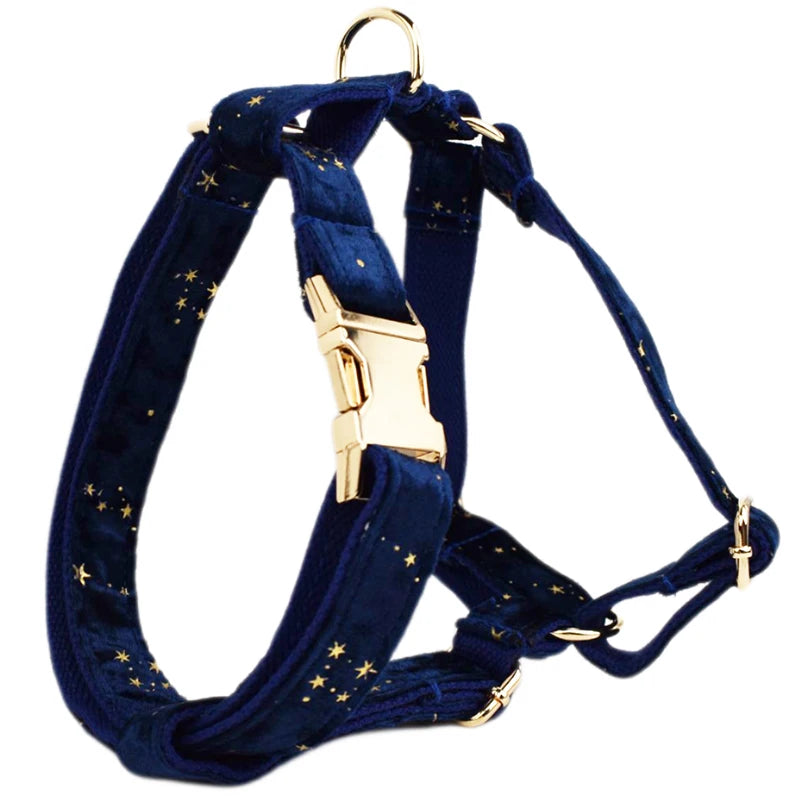 Luxury Fashion Pet Accessories Custom Design Logo Black Bottom Flower Sublimation Dog Collar Leashes Harness Bow Set Star01