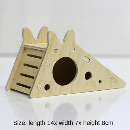 Hamster Toys Wooden Furniture Hamster Cages Wooden Running Wheels Villas Swings Wooden Nests Bite Resistant Small Houses