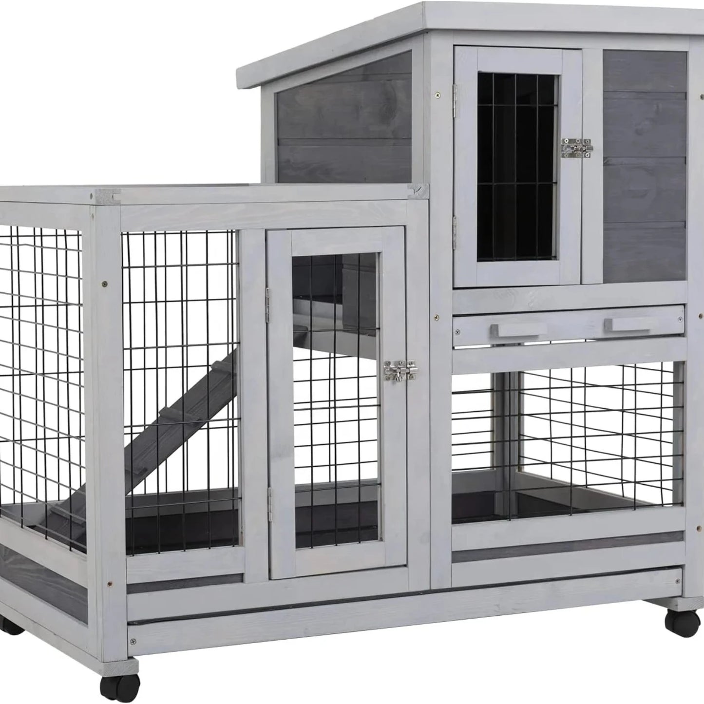 Wood Gray Pet House Rabbit Hutch Bunny Rabbit Cage Commercial Farming