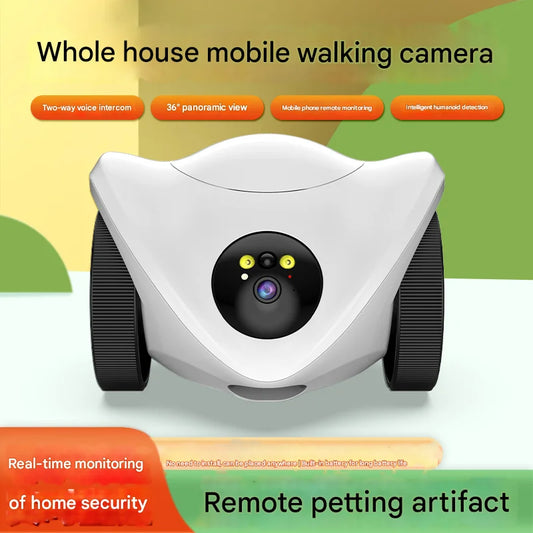 Whole House Mobile Walking Robot with Security Smart Camera for Specific Pet Monitoring & Playing With Remote Laser & Feeding