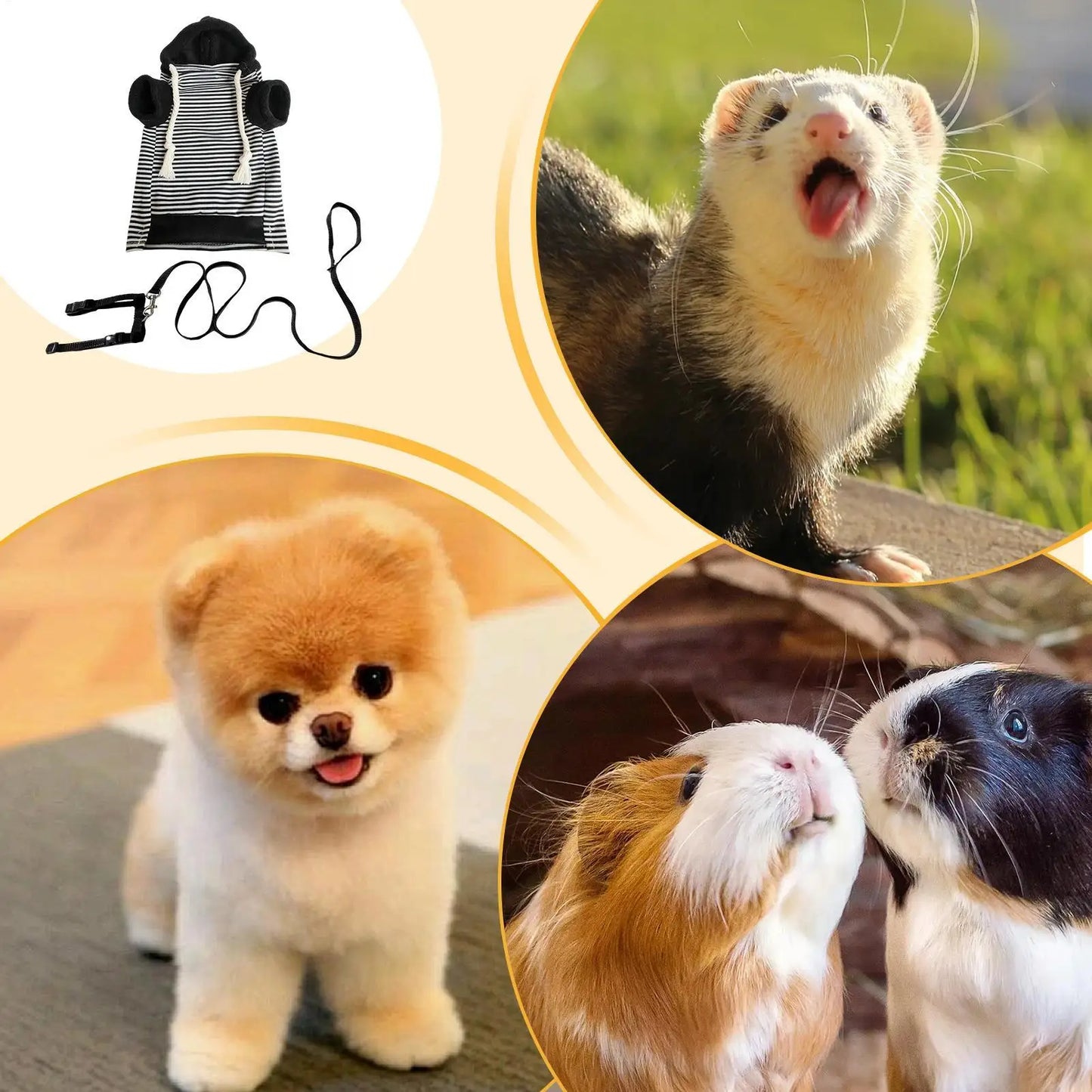 Ferret Clothes With Harness Comfortable Soft Hamster Outfits Small Pets Hoodie Costume For Bunny Squirrels Chinchilla Chihuahua