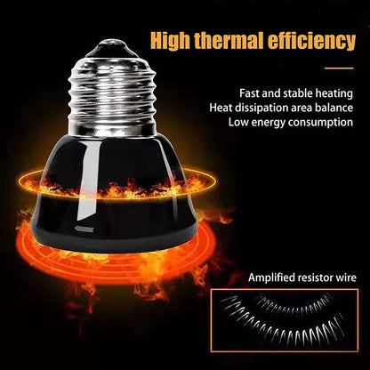 1Pc 220-240V Far Infrared Heating Lamp Black Ceramic E27 Pet Warmer Bulb Brooder Chickens Tortoise Lizard Reptile Light 20-80W
