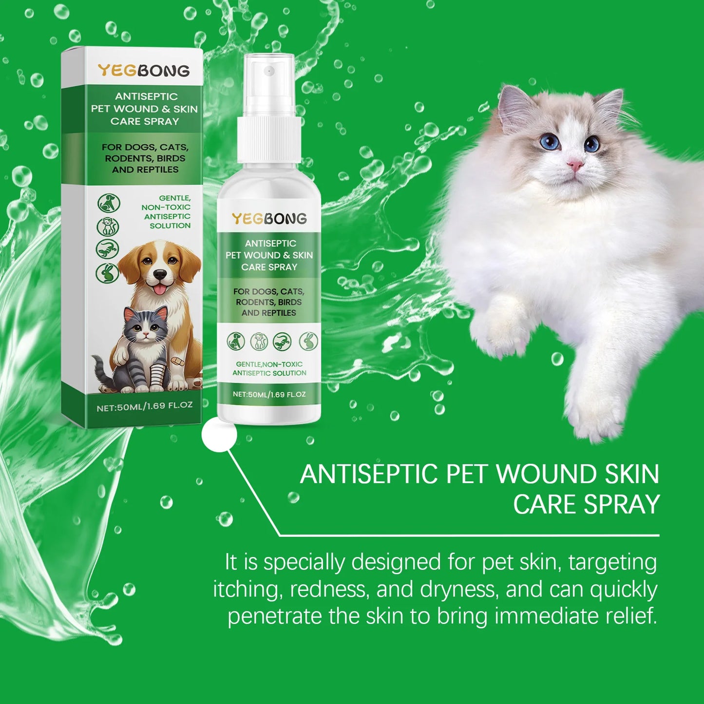 Pet Skin Care Spray Relieving Itching Reduce Redness Repairing Dryness Skin Long Lasting Moisturizing Pet Wound Skin Care Spray