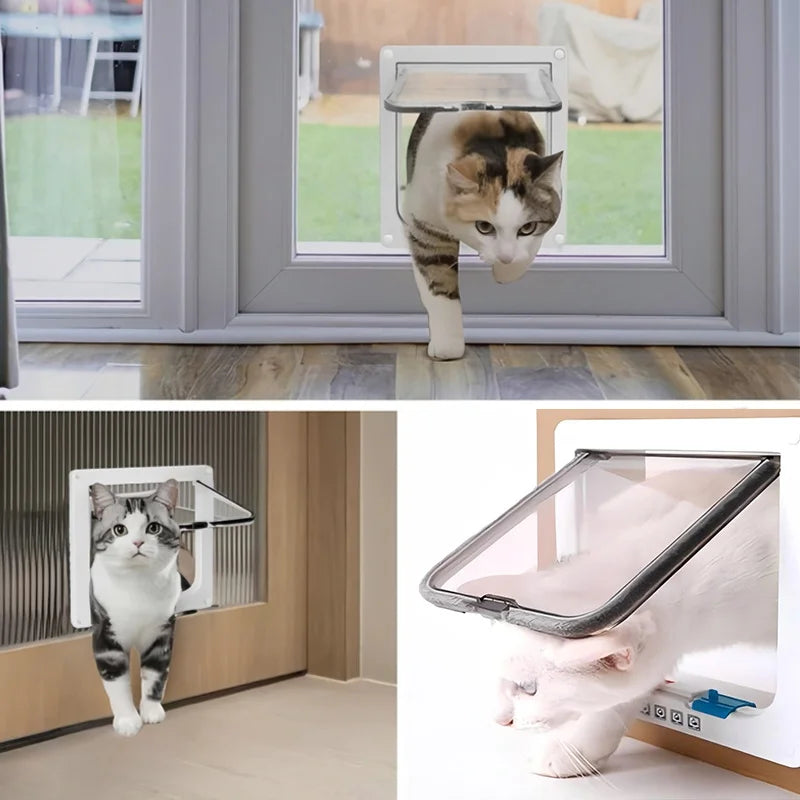 1 set, four-way safety lock flip door | weatherproof PVC pet door, suitable for cats and dogs, cat doors, dog doors