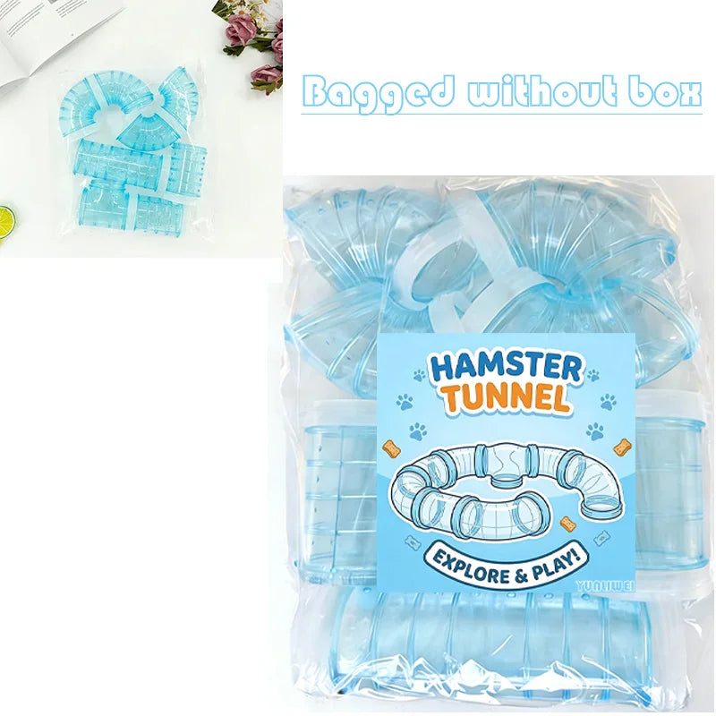 Hamster Tube Set Transparent Curved Tube Pet Cage Tunnel Connection Tunnel Exercise Toy Suitable for Mice Hamsters Rats and Ot
