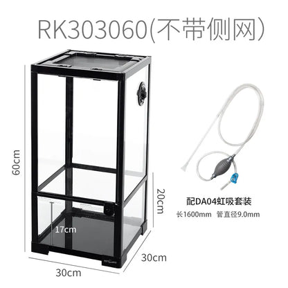 Glass Insulated Reptile Tank for Turtle Tortoise Lizard and Chameleon,Crawling Pet Breeding Box with Heat Retention Structure