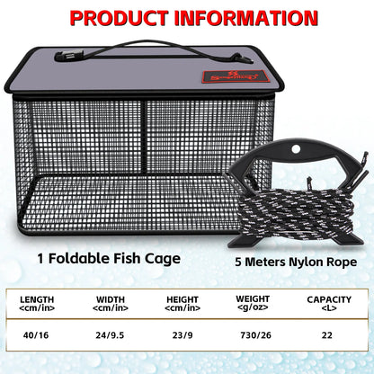 Sougayilang Foldable Fishing Cage Net Fish Carp Bait Cage Shrimp Basket Fish Crayfish Lobsters Catcher Tank Trap Mesh Network