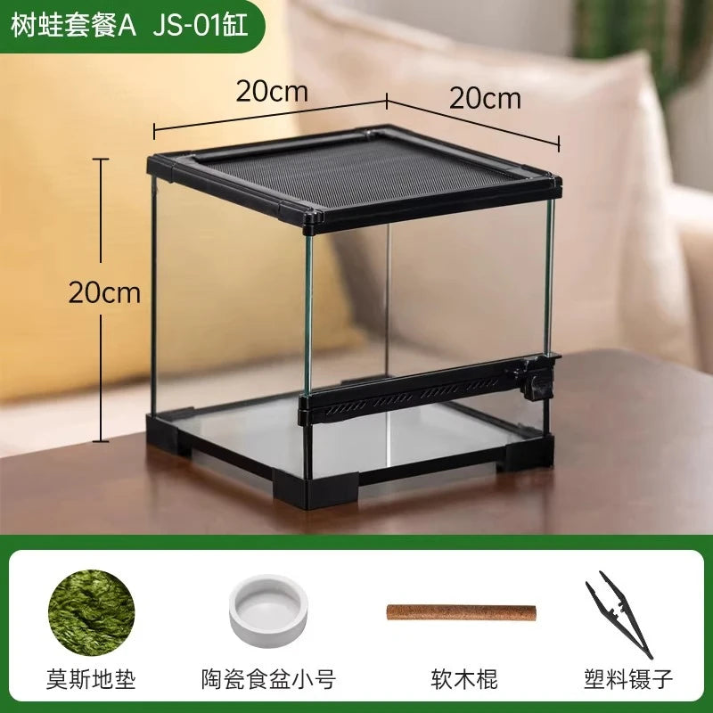 Ecological landscape reptile terrarium with natural decoration,suitable for chameleon,horned frog,and lizard,full habitat set