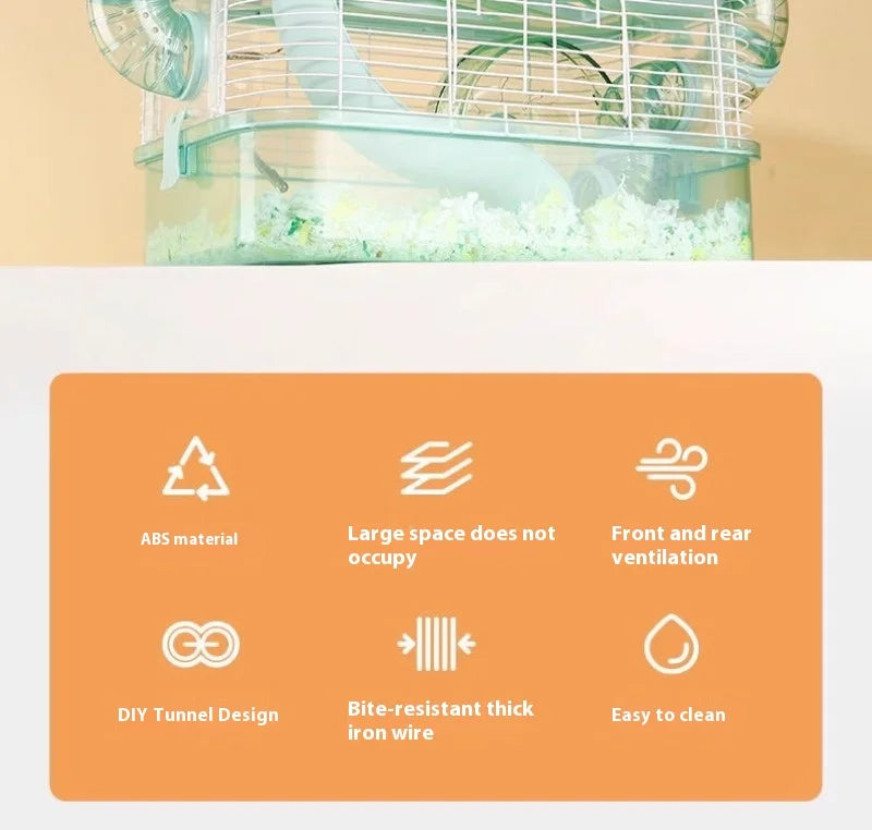 Hamster Cage Luxury Transparent Acrylic Panoramic 3layer Golden Thread Bear Breathable Waterproof Special Cage Accessories