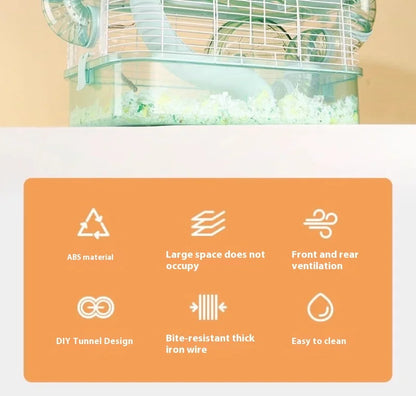 Hamster Cage Luxury Transparent Acrylic Panoramic 3layer Golden Thread Bear Breathable Waterproof Special Cage Accessories