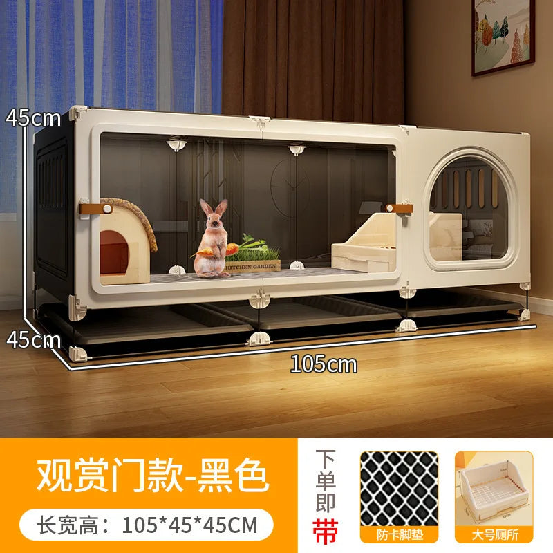 ZQ Rabbit cage Rabbit cage with toilet Rabbit  Household large guinea pig guinea pig Ornamental villa plastic
