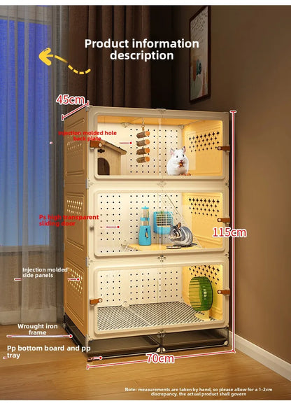 Deluxe Chinchilla Cabinet Cage 3 Level Squirrel Hutch Glider Enclosure Big House