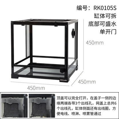 ‌Premium Glass Reptile Terrarium - Chameleon & Lizard Habitat, Ventilated Vivarium with UVB Light, Waterproof Frog Enclosure