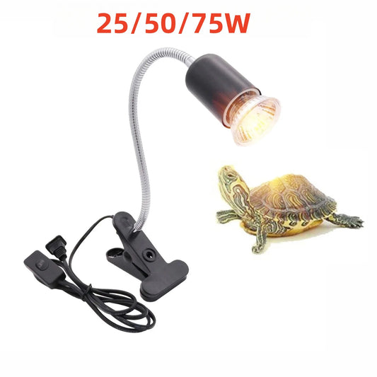 Reptile Heat Lamp UVA UVB Light Rotatable Basking Spot Light Simulated Sunlight For Turtle Lizard Clip-on Lamp Holder 25-75W