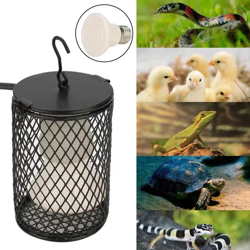 E27 Pet Heating Lamp for Turtle Snake lizard Infrared Ceramic Heat Light Reptile Lamp Anti-Scald Cage Protects Chicks UK Plug