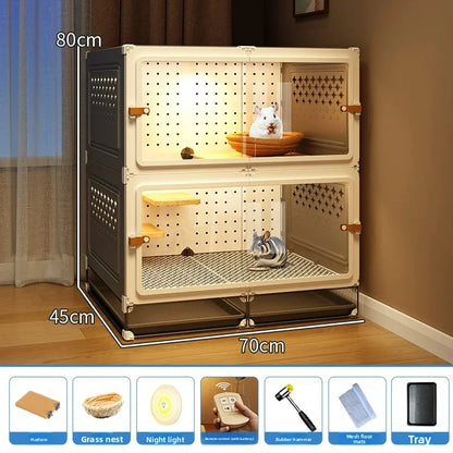 Deluxe Chinchilla Cabinet Cage 3 Level Squirrel Hutch Glider Enclosure Big House