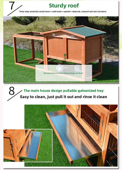 Rabbit Cage Large Size Rabbit Hutch House Breeding Cage Home Tent Villa Rainproof Antiseptic Yard Balcony Double Garden