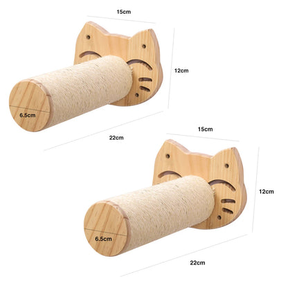 Wall Mounted Cat Tree with Sisal Scratching Post, Climbing Ladder, Jumping Platform and Hammock, creating a fun place for cats!