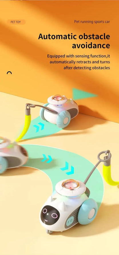 Cat Toys Car for Indoor Remote Control Smart Automatic Car with Tail Rechargeable LED Auto Moving Exercise Interactive Cat Toys