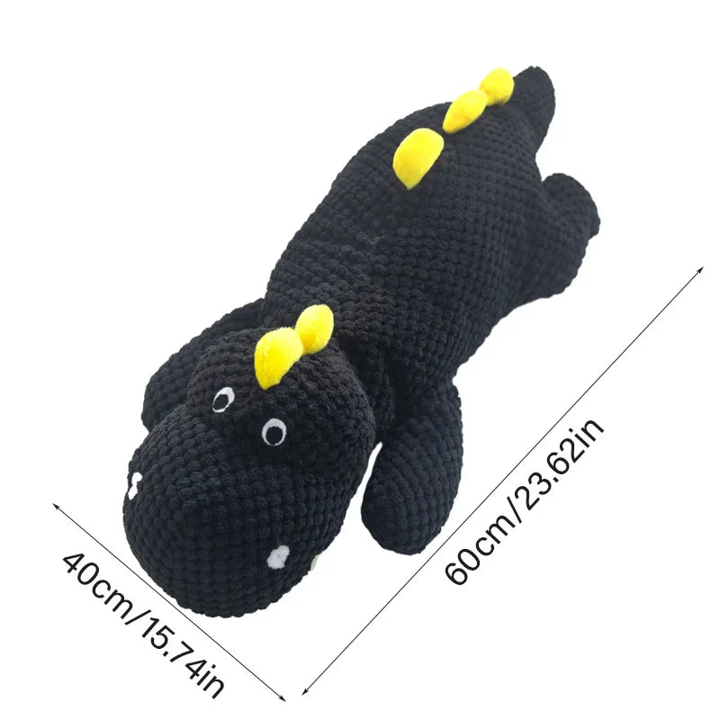 1 creative black dragon plush toy, a big fat dragon lying down, an interactive toy for cats and dogs, a cute big fat black drago