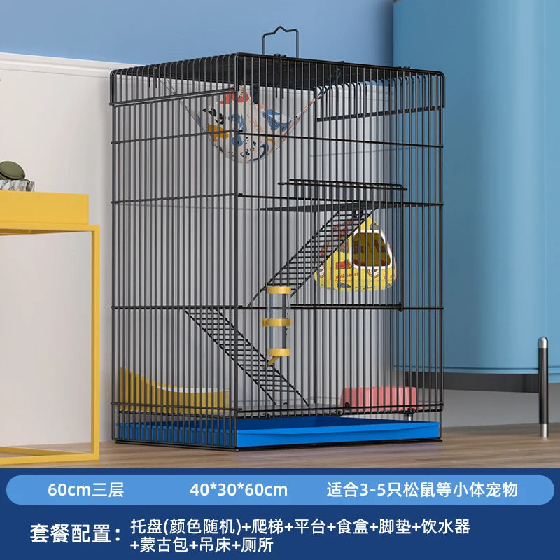 ‌Jumbo Hedgehog Sugar Glider Cage - Reinforced Escape-Proof Habitat, Chew-Resistant Large Base for Rats Hamsters