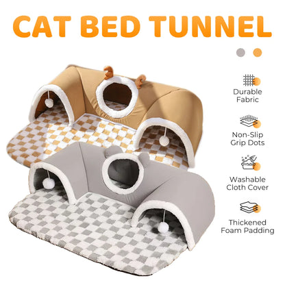 Cat Bed Tunnel Cat Play Tunnel Warm Shelter Tent House Toys for Dog Pet Animal Indoor Outdoor Wall-Corner Games Outside