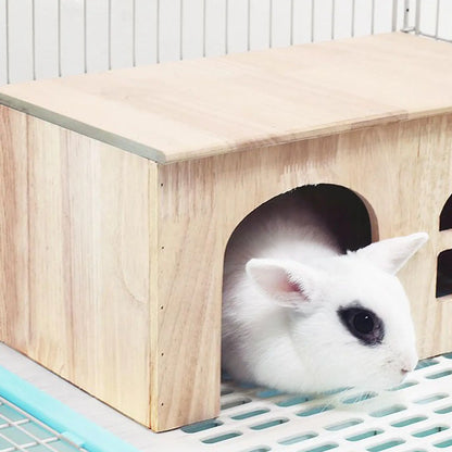 Bunny House Indoor Wooden Pet Cage window Door Ventilated Bunny Hut for Hamster Gerbil Chinchilla Hedgehog Ferret Resting