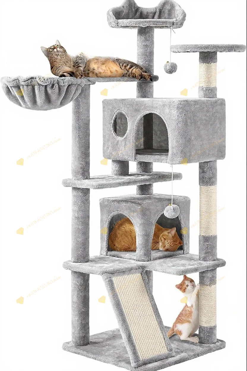 Cat Tree with Hammock and Scratching Post Tower, cat House, Cat Toys Tower, K01, Dark Gray