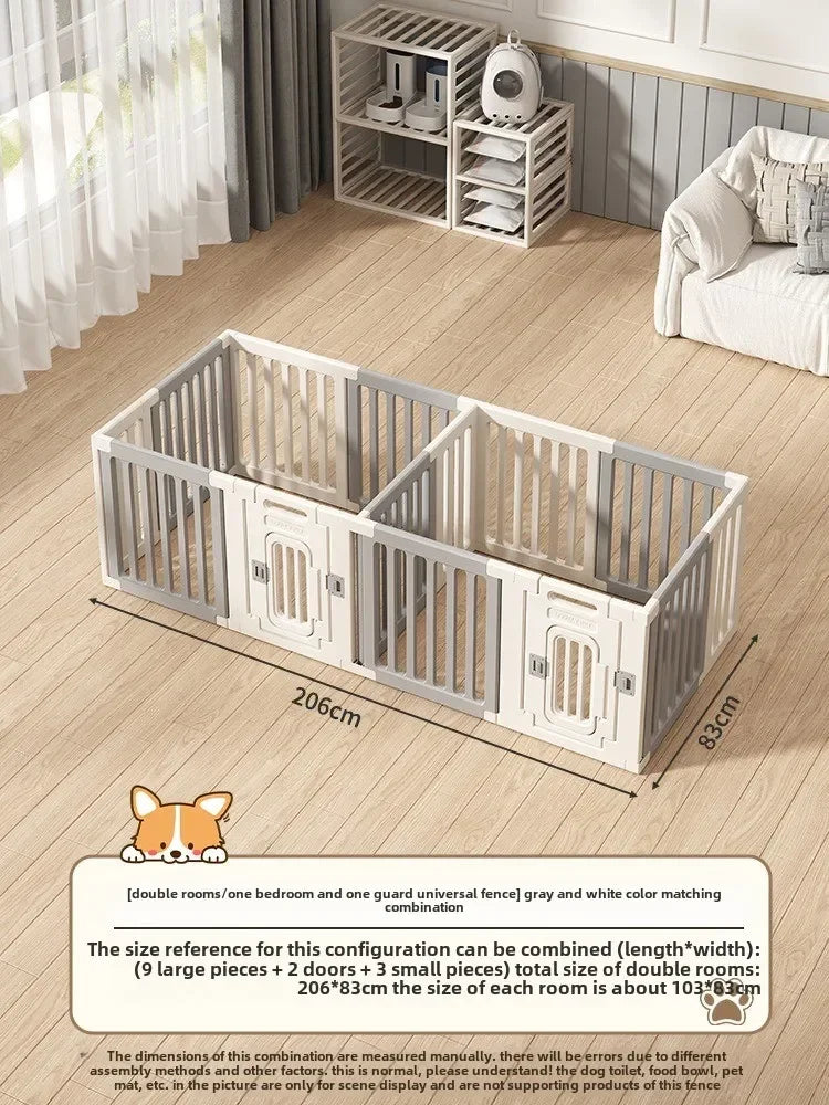 Gray and white color dog fence, foldable pet guardrail combination, small and medium-sized dog cage, indoor isolation fence