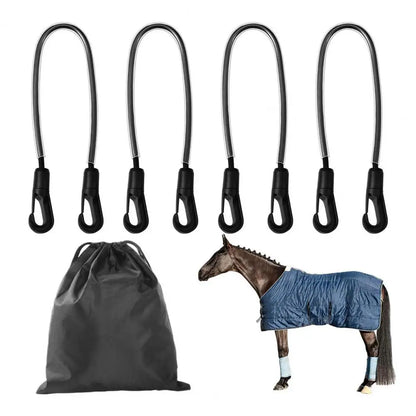 Elastic Horse Blanket Straps with Double Ended Clips Adjustable Length 21" to 28" Stretchy Leg Straps for Horse Blanket