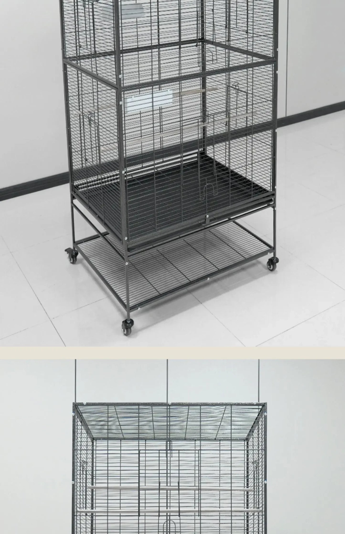 Metal Big Size Large Bird Cages Pet Parrot House Pet Cages Carriers Bird Breeding Foldable Quadrate Bird Cage 80*60*168cm