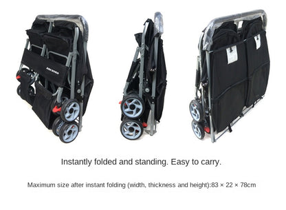 Ultra-light Two-seat Pet Stroller with Double Sleeping Bed Car - Removable Washable Widening Care for Cats And Dogs