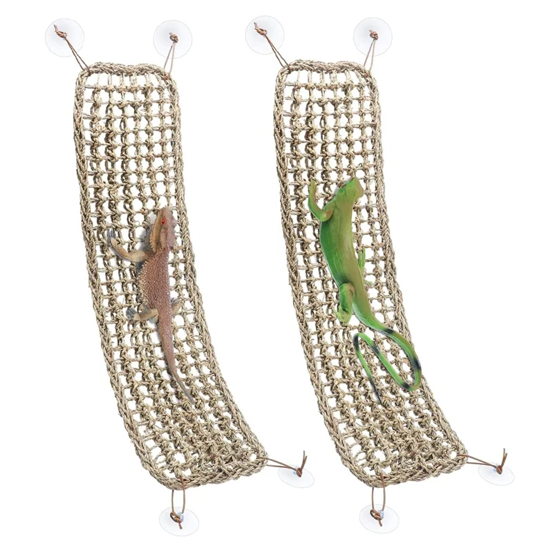 B84B-2 Pack Lizard Reptile Bearded Dragon Hammock Climbing Toy Seagrass Fiber Habitat Accessories For Amphibians
