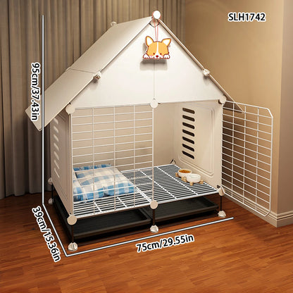 Dog cage Home large space small dog dog Blue cat English short cat villa Pomeranian teddy Corgi dog house iron cage