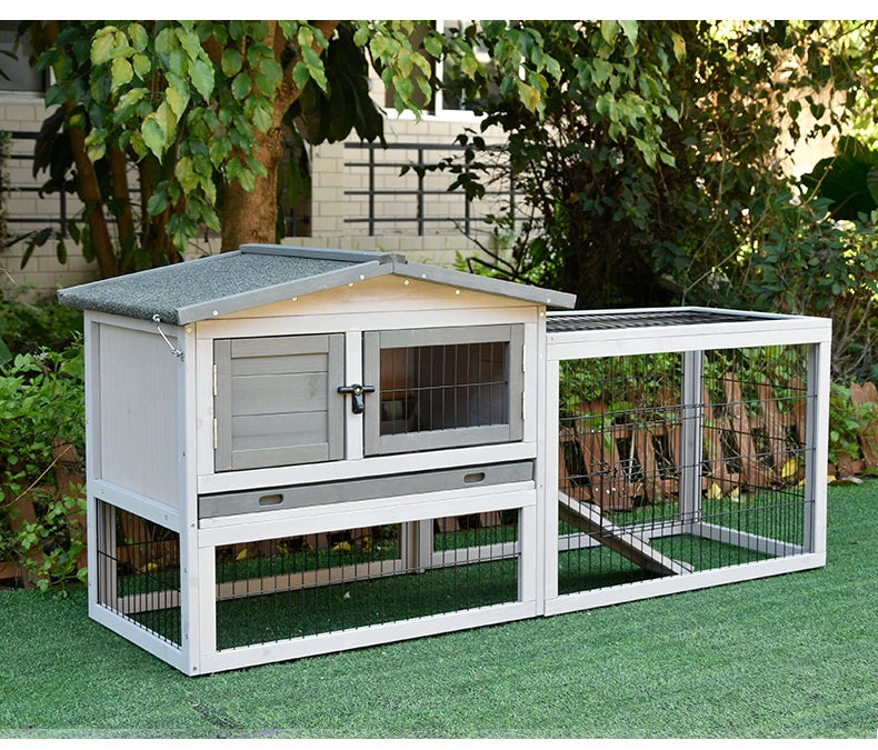 Rabbit Cage Large Size Rabbit Hutch House Breeding Cage Home Tent Villa Rainproof Antiseptic Yard Balcony Double Garden